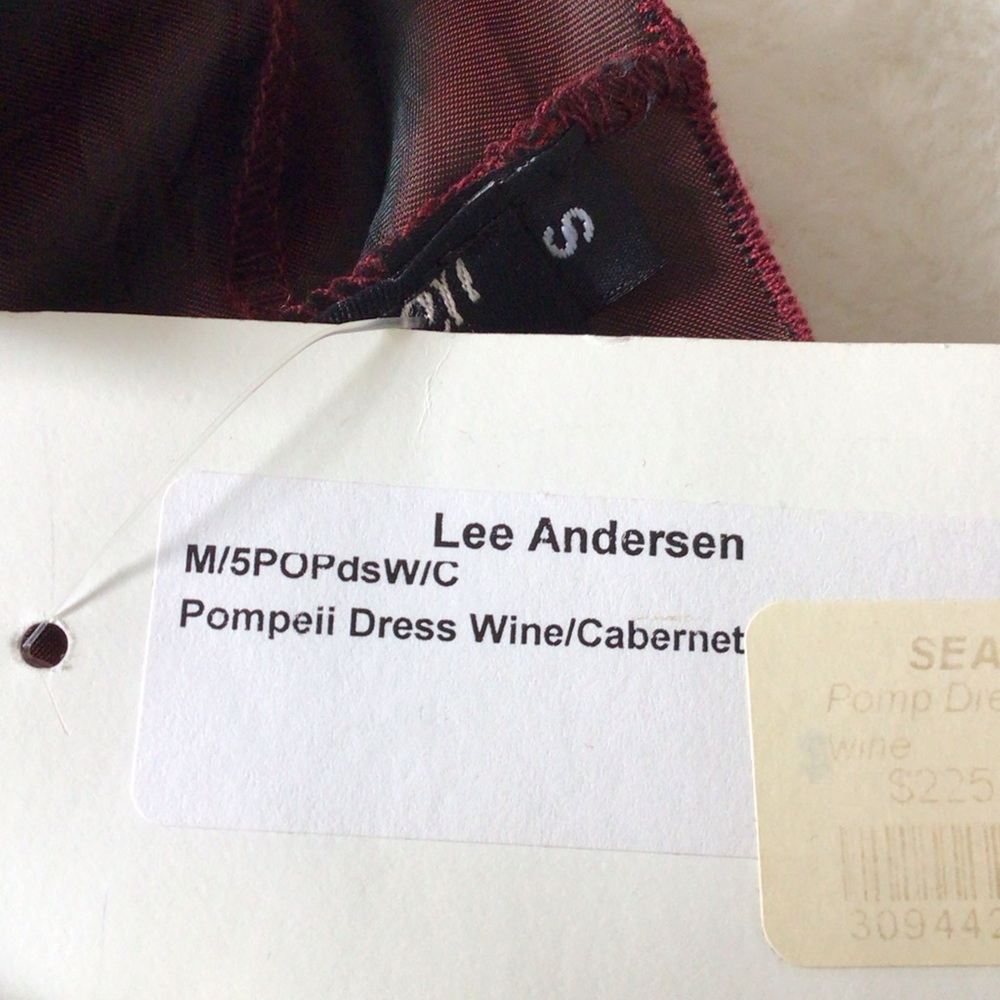 Lee Andersen Women's Wine Cabernet and Teal Satin Ruched Tiered Maxi Dress S - Picture 15 of 16